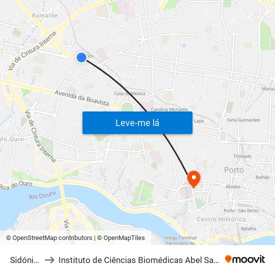 Sidónio Pais to Instituto de Ciências Biomédicas Abel Salazar - Polo de Medicina map