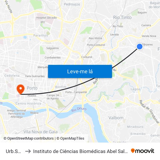 Urb.Soutelo to Instituto de Ciências Biomédicas Abel Salazar - Polo de Medicina map