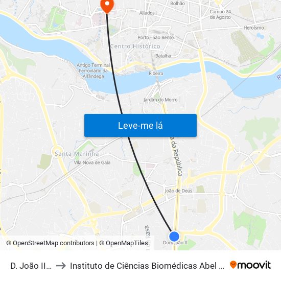 D. João II (Metro) to Instituto de Ciências Biomédicas Abel Salazar - Polo de Medicina map