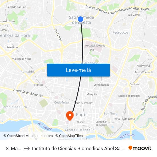 S. Mamede to Instituto de Ciências Biomédicas Abel Salazar - Polo de Medicina map