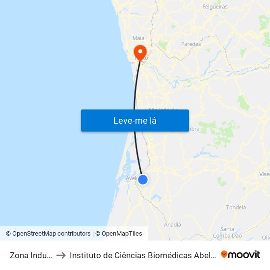 Zona Industrial 3 A to Instituto de Ciências Biomédicas Abel Salazar - Polo de Medicina map