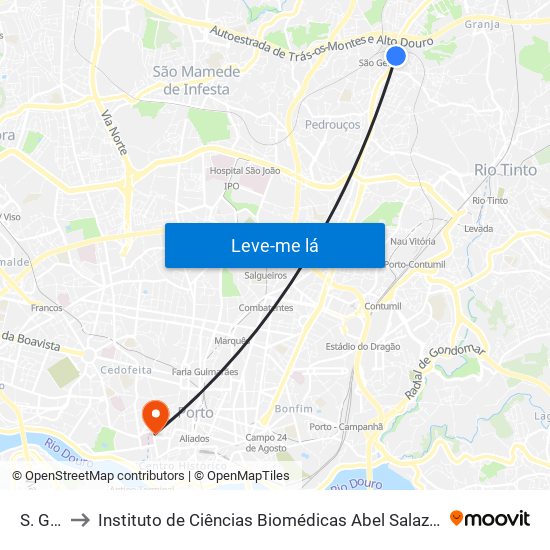 S. Gemil to Instituto de Ciências Biomédicas Abel Salazar - Polo de Medicina map