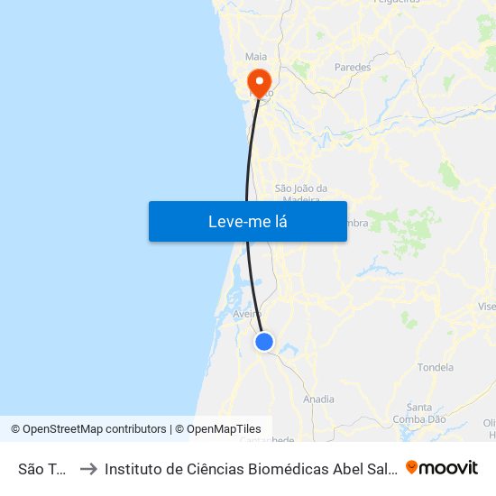 São Tomé A to Instituto de Ciências Biomédicas Abel Salazar - Polo de Medicina map