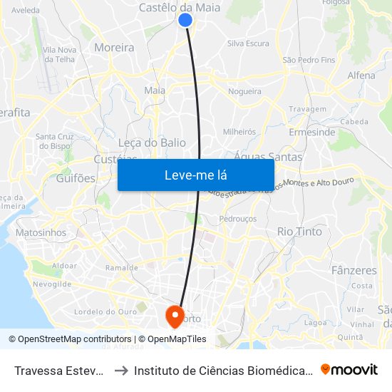 Travessa Estevão de Oliveira Maia to Instituto de Ciências Biomédicas Abel Salazar - Polo de Medicina map