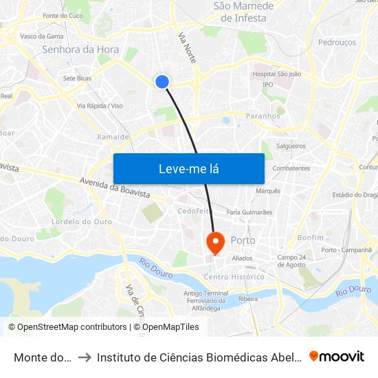 Monte dos Burgos to Instituto de Ciências Biomédicas Abel Salazar - Polo de Medicina map