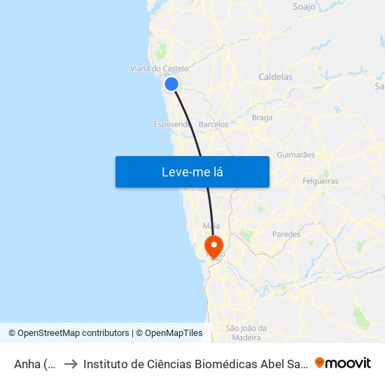 Anha (Noval) to Instituto de Ciências Biomédicas Abel Salazar - Polo de Medicina map