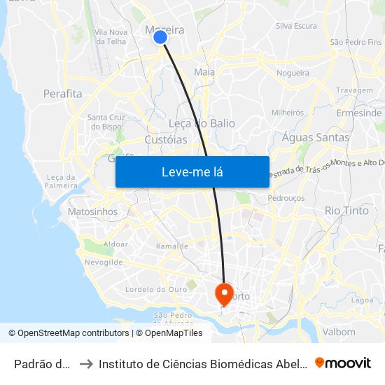 Padrão de Moreira to Instituto de Ciências Biomédicas Abel Salazar - Polo de Medicina map