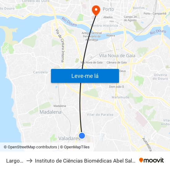 Largo Eirós to Instituto de Ciências Biomédicas Abel Salazar - Polo de Medicina map
