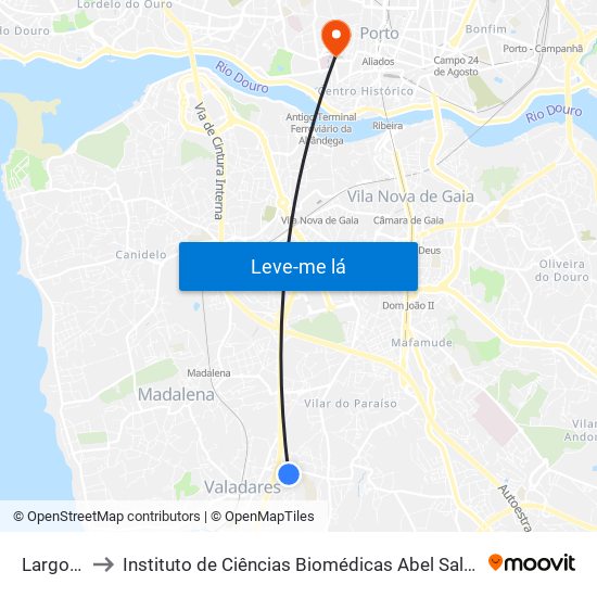 Largo Eirós to Instituto de Ciências Biomédicas Abel Salazar - Polo de Medicina map