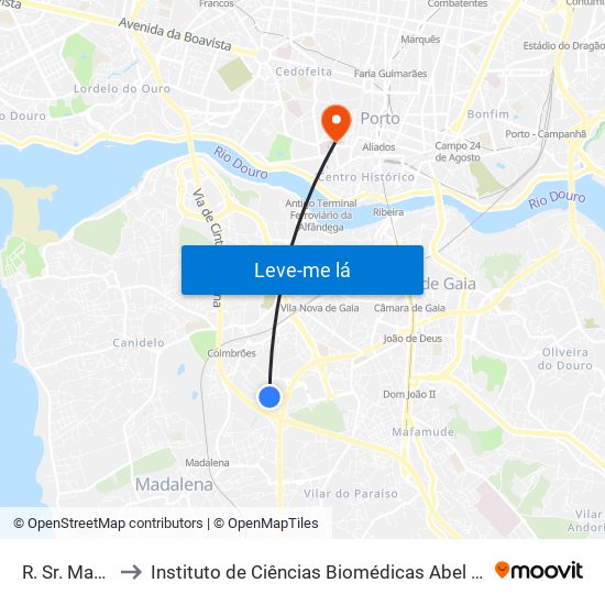 R. Sr. Matosinhos to Instituto de Ciências Biomédicas Abel Salazar - Polo de Medicina map