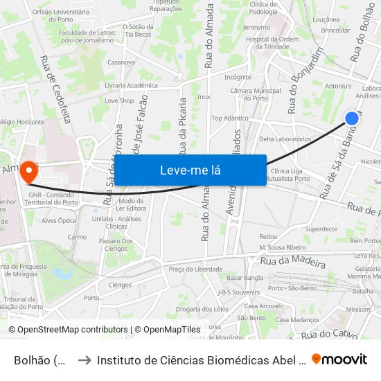 Bolhão (Mercado) to Instituto de Ciências Biomédicas Abel Salazar - Polo de Medicina map