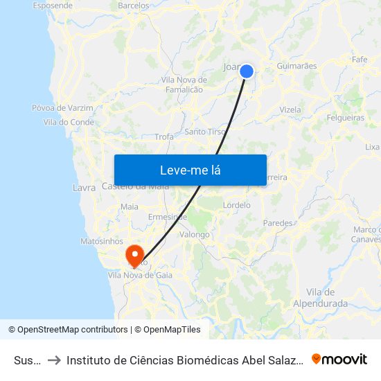 Suspiro to Instituto de Ciências Biomédicas Abel Salazar - Polo de Medicina map