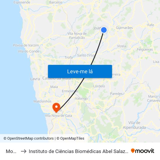 Mogada to Instituto de Ciências Biomédicas Abel Salazar - Polo de Medicina map