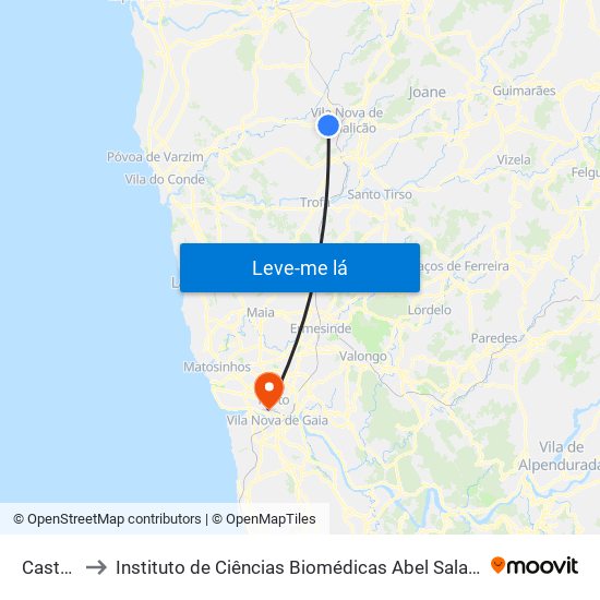 Castanhal to Instituto de Ciências Biomédicas Abel Salazar - Polo de Medicina map