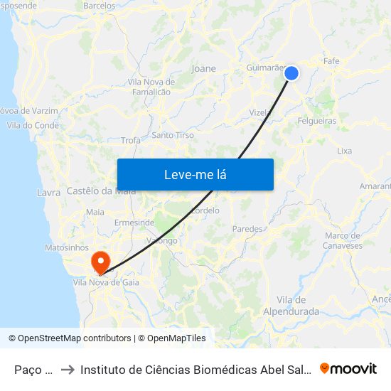 Paço Vieira to Instituto de Ciências Biomédicas Abel Salazar - Polo de Medicina map