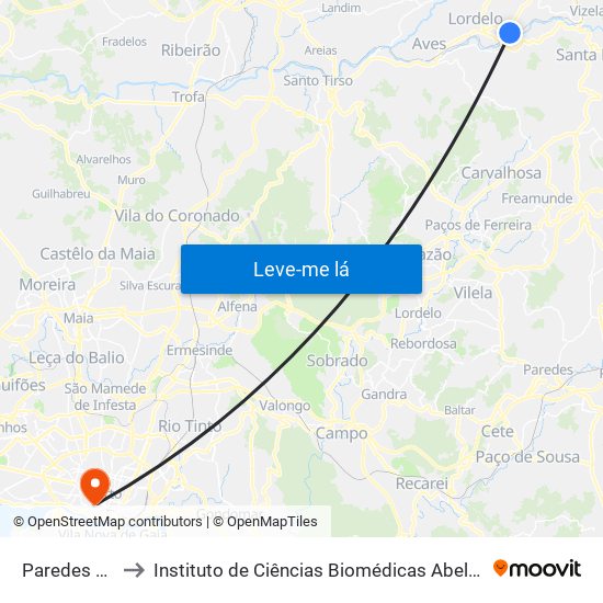 Paredes Alagadas to Instituto de Ciências Biomédicas Abel Salazar - Polo de Medicina map