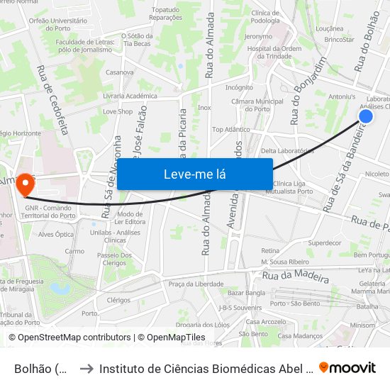 Bolhão (Mercado) to Instituto de Ciências Biomédicas Abel Salazar - Polo de Medicina map