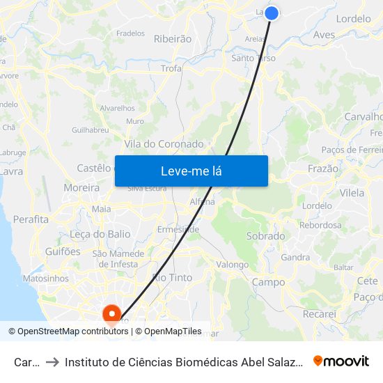 Carriça to Instituto de Ciências Biomédicas Abel Salazar - Polo de Medicina map