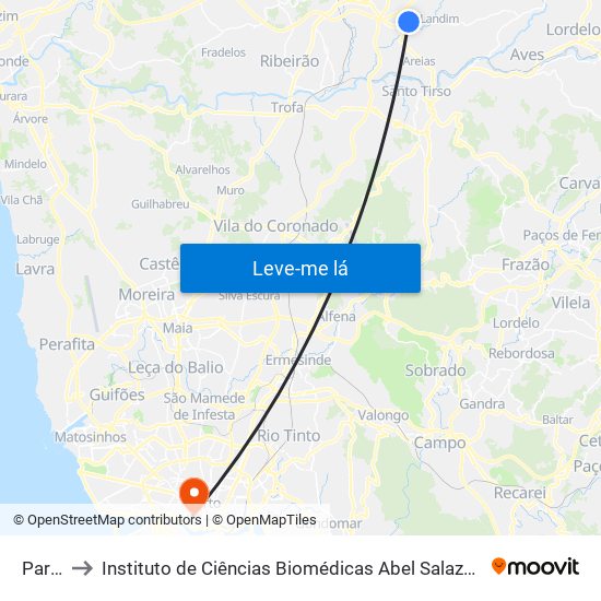 Parque to Instituto de Ciências Biomédicas Abel Salazar - Polo de Medicina map