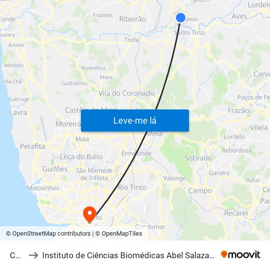 Casal to Instituto de Ciências Biomédicas Abel Salazar - Polo de Medicina map