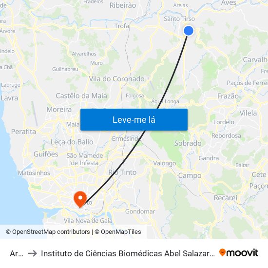 Areal to Instituto de Ciências Biomédicas Abel Salazar - Polo de Medicina map