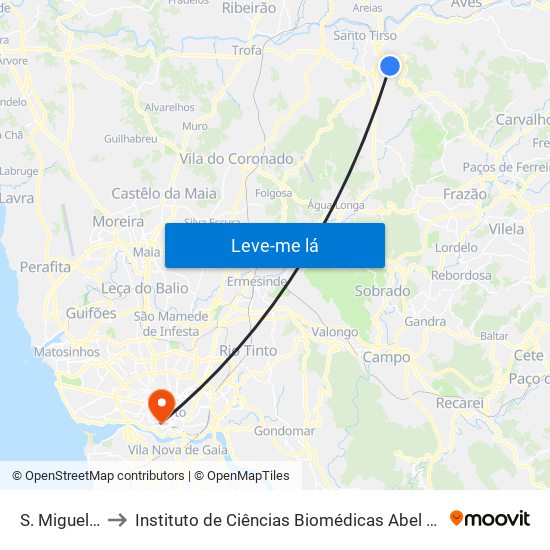 S. Miguel (Igreja) to Instituto de Ciências Biomédicas Abel Salazar - Polo de Medicina map