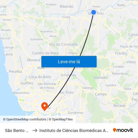 São Bento da Batalha 1 to Instituto de Ciências Biomédicas Abel Salazar - Polo de Medicina map