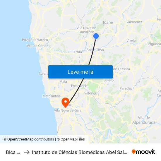 Bica Velha to Instituto de Ciências Biomédicas Abel Salazar - Polo de Medicina map