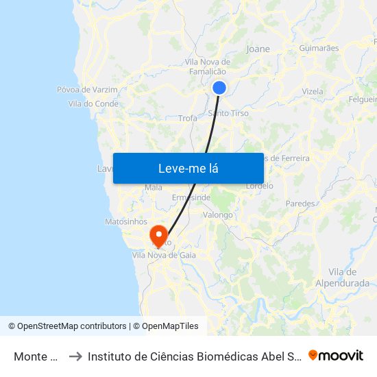 Monte da Pena to Instituto de Ciências Biomédicas Abel Salazar - Polo de Medicina map