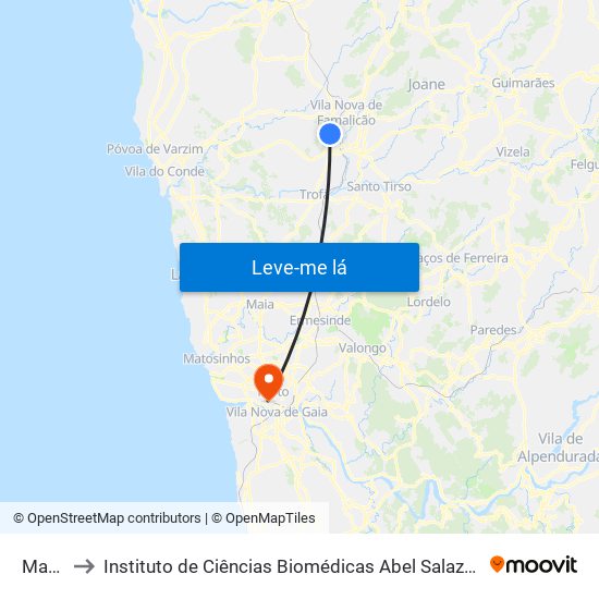 Magida to Instituto de Ciências Biomédicas Abel Salazar - Polo de Medicina map