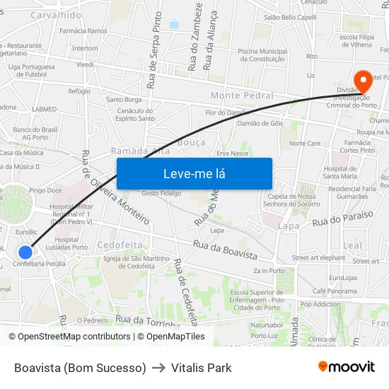 Boavista (Bom Sucesso) to Vitalis Park map