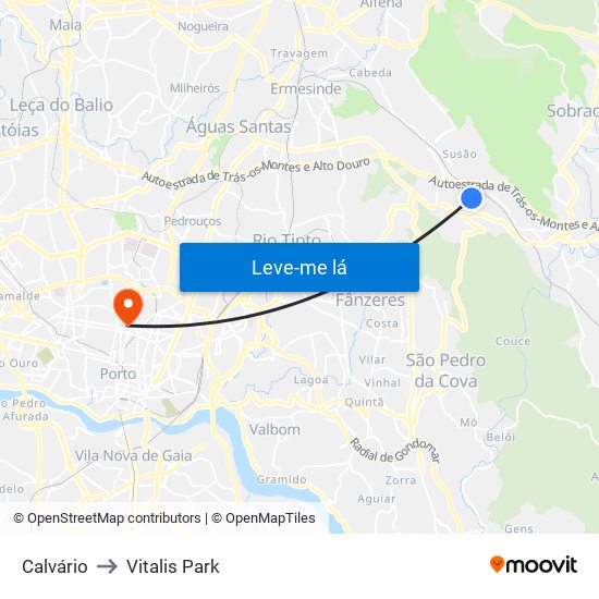 Calvário to Vitalis Park map