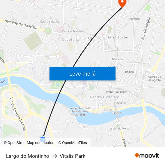 Largo do Montinho to Vitalis Park map