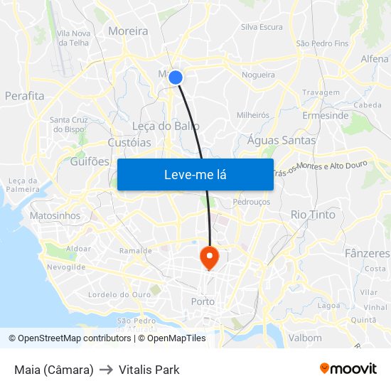 Maia (Câmara) to Vitalis Park map