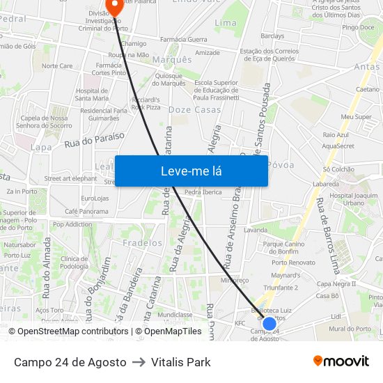 Campo 24 de Agosto to Vitalis Park map