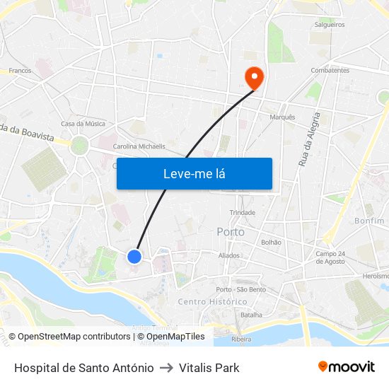 Hospital de Santo António to Vitalis Park map