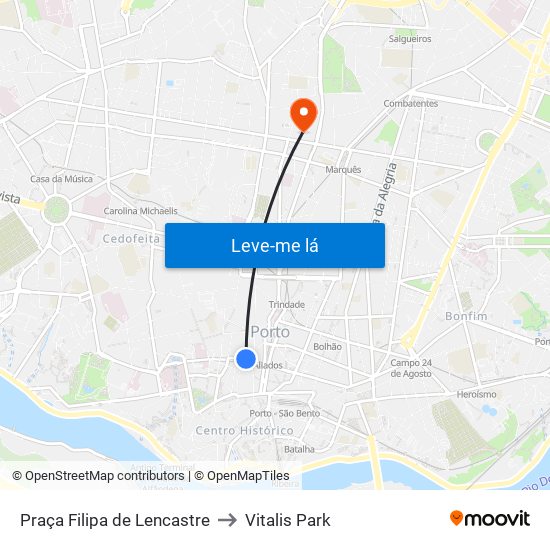 Praça Filipa de Lencastre to Vitalis Park map
