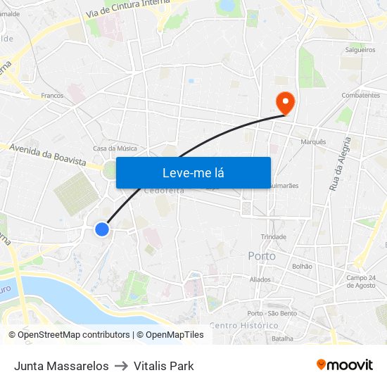 Junta Massarelos to Vitalis Park map