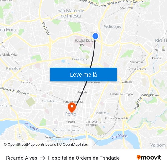 Ricardo Alves to Hospital da Ordem da Trindade map