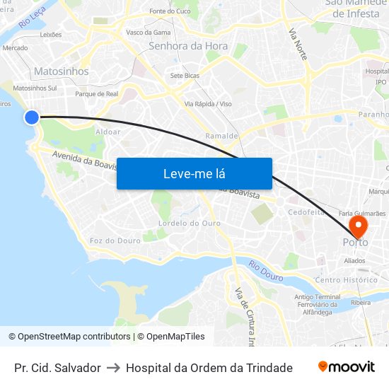 Pr. Cid. Salvador to Hospital da Ordem da Trindade map