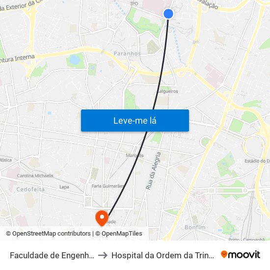 Faculdade de Engenharia to Hospital da Ordem da Trindade map