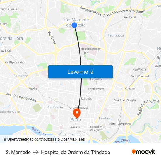 S. Mamede to Hospital da Ordem da Trindade map