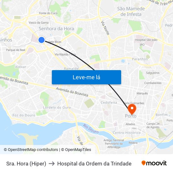 Sra. Hora (Hiper) to Hospital da Ordem da Trindade map