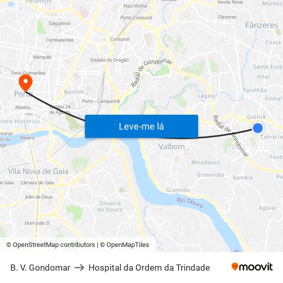 B. V. Gondomar to Hospital da Ordem da Trindade map