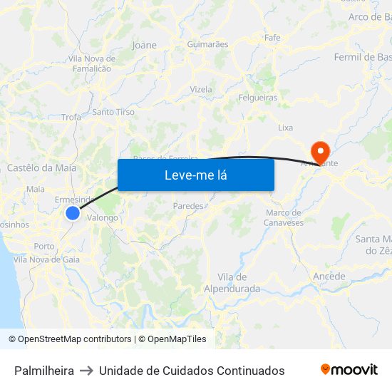 Palmilheira to Unidade de Cuidados Continuados map