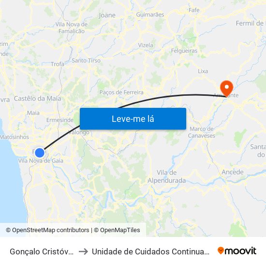 Gonçalo Cristóvão to Unidade de Cuidados Continuados map