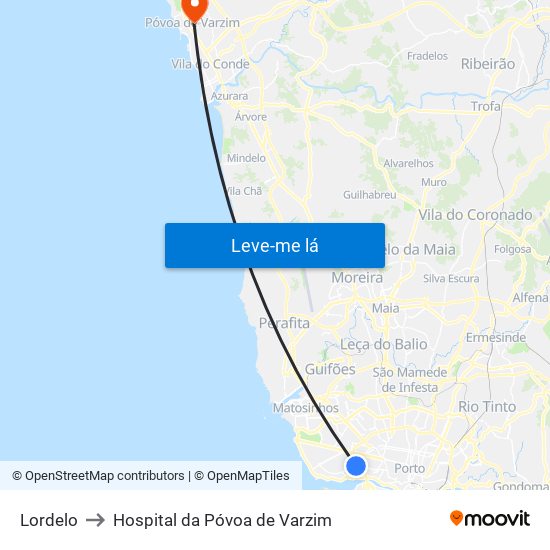 Lordelo to Hospital da Póvoa de Varzim map