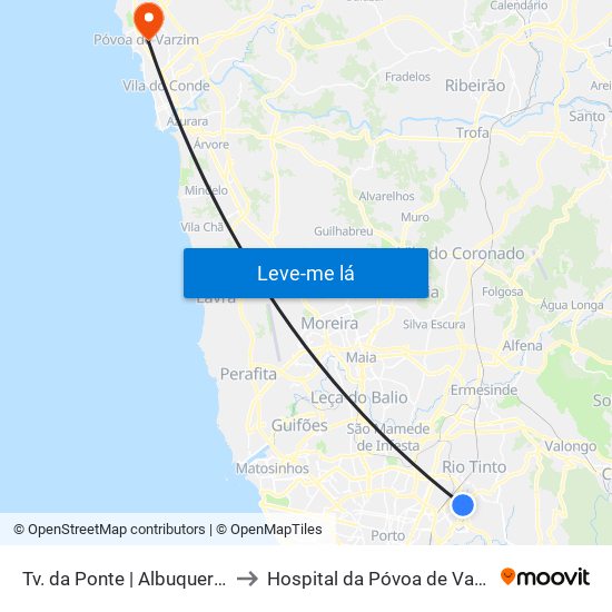 Tv. da Ponte | Albuquerque to Hospital da Póvoa de Varzim map