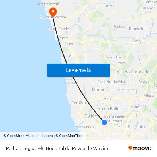 Padrão Légua to Hospital da Póvoa de Varzim map