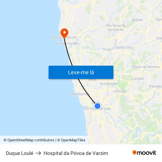 Duque Loulé to Hospital da Póvoa de Varzim map